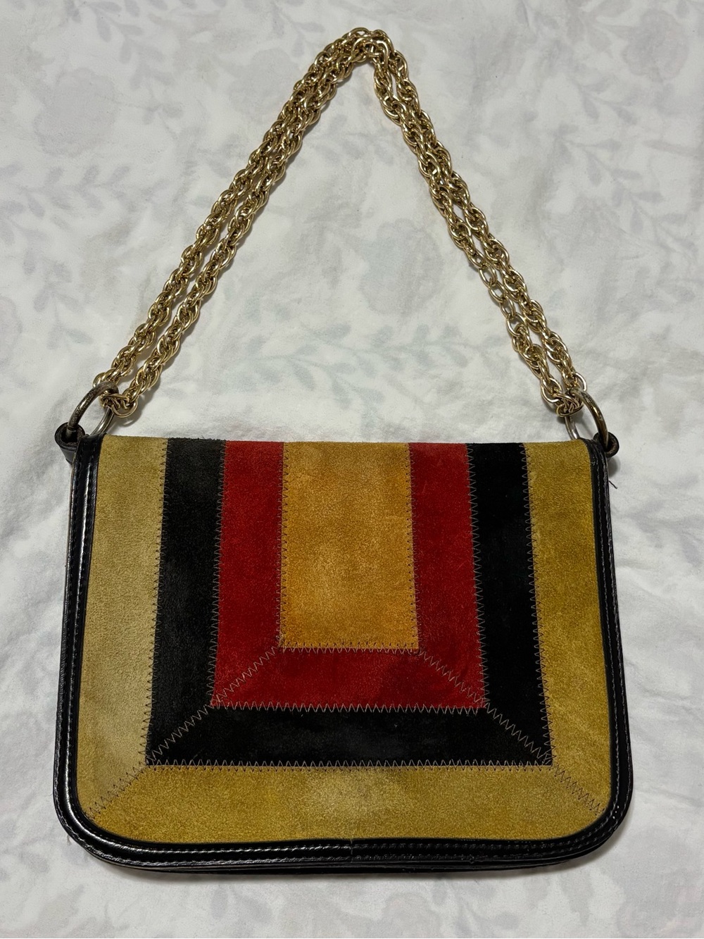 Dofan vintage suede patchwork bag